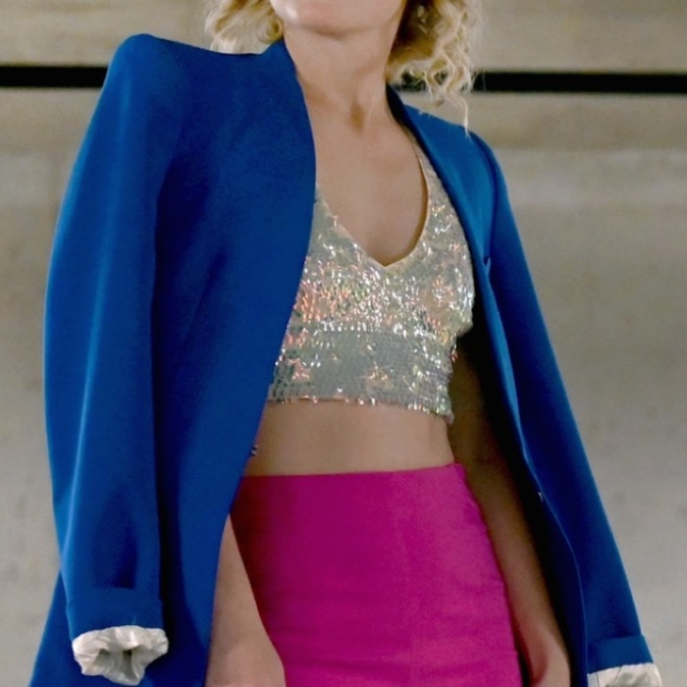 Iridescent Sequin Cream/White Crop Top